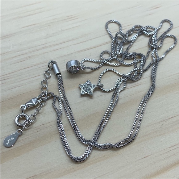 Sterling Silver 925 Double Necklace CZ - Picture 3 of 3